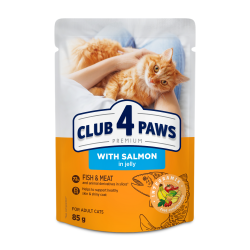 CLUB 4 PAWS PREMIUM DLA DOROSŁYCH KOTÓW Z ŁOSOSIEM W GAL. 100G